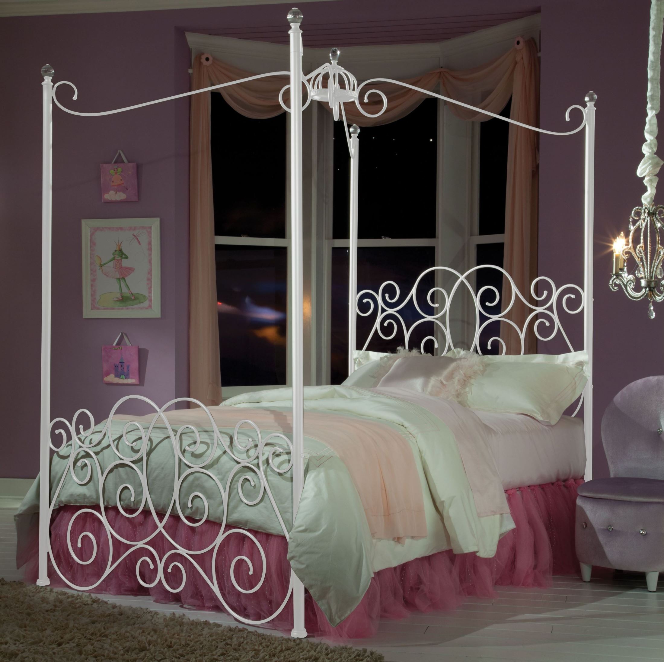 Standard Furniture Princess White Full Metal Canopy Bed Princess White Full Metal Canopy Bed