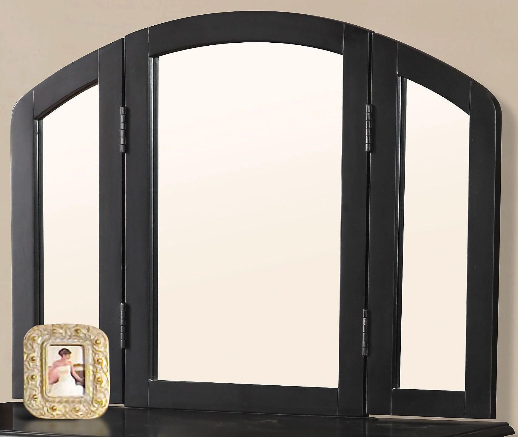 Maren Black Tri Fold Vanity Mirror