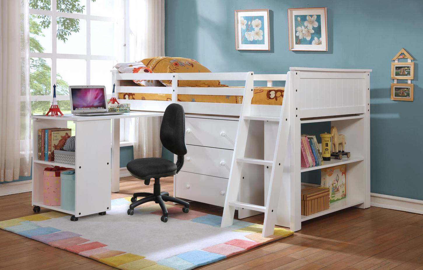 Joshua Twin Loft Bed In White
