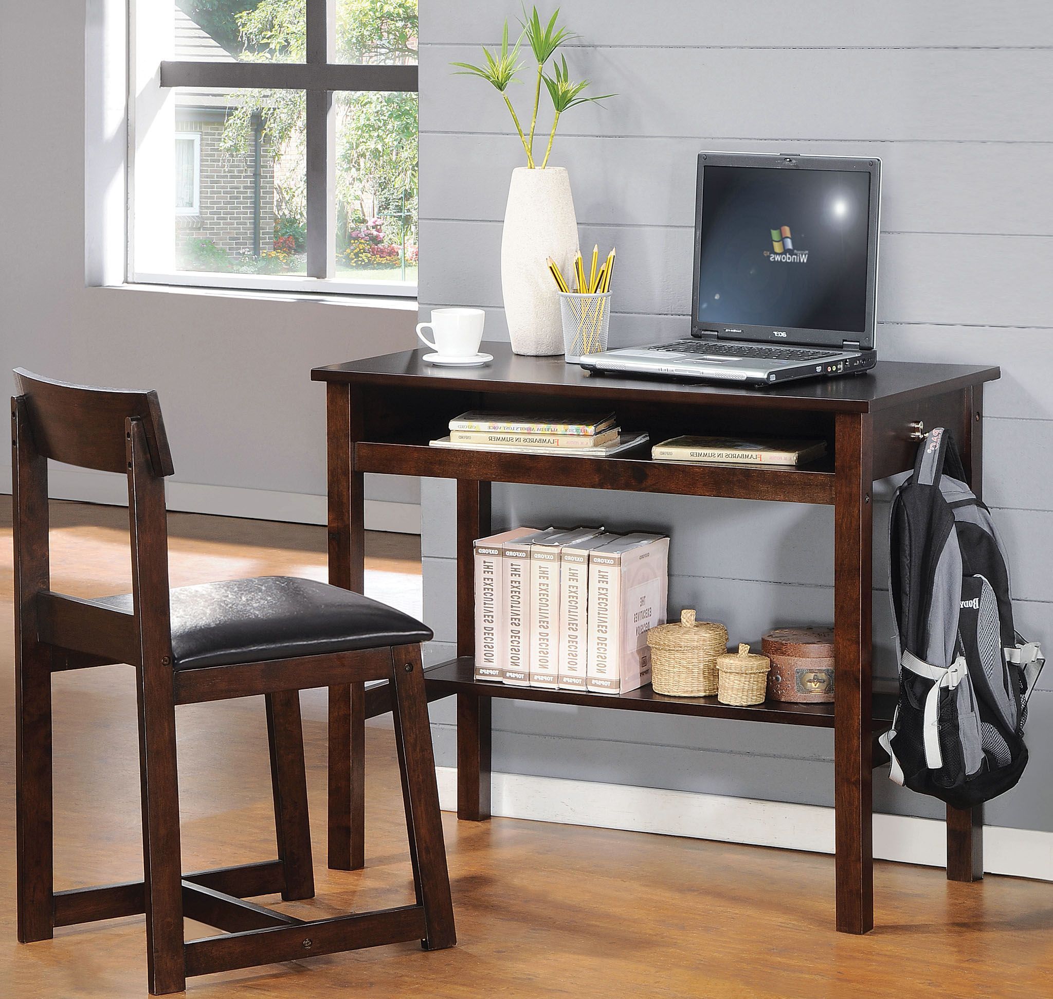Vester Black Espresso Desk With Chair