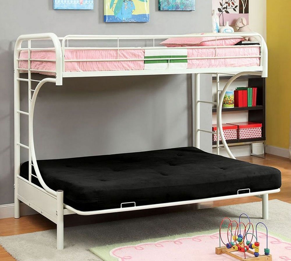 Furniture Of America Rainbow Twin Over Futon Bunk Bed White Rainbow Twin Over Futon Bunk Bed White