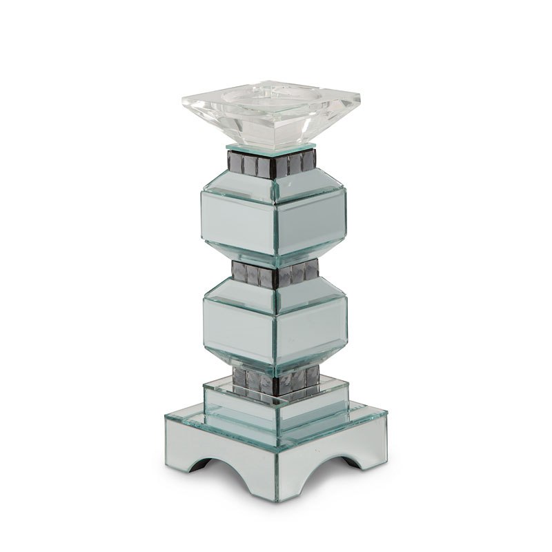 Montreal 2 Tier Mirrored Candle Holder W Crystal Accents
