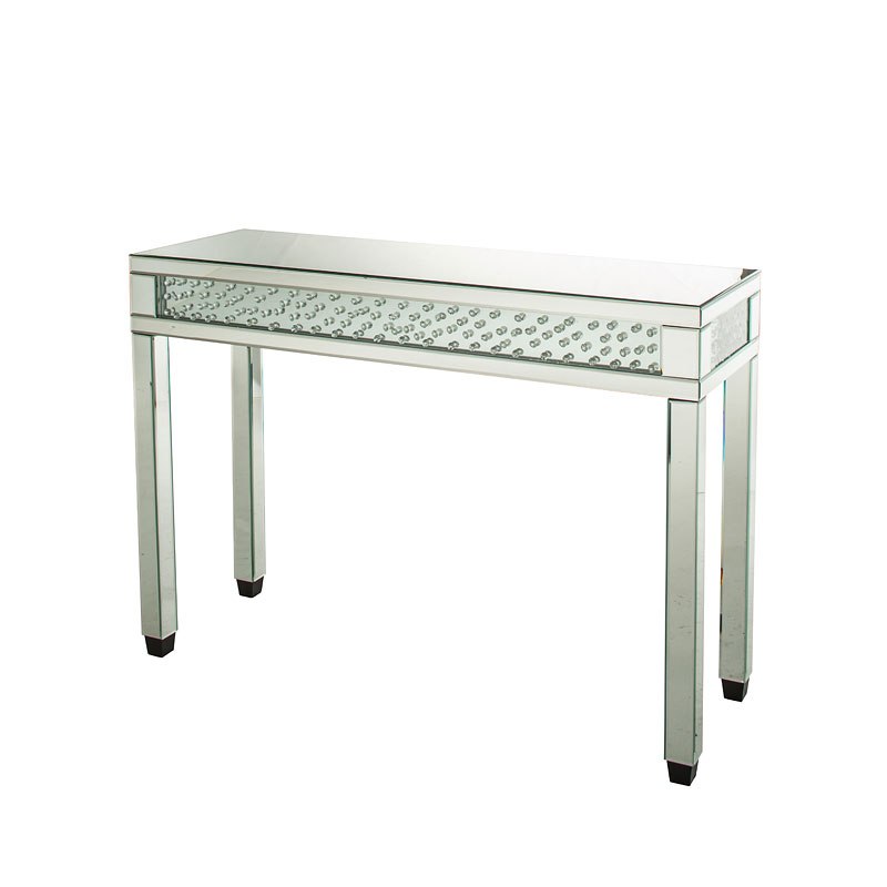 Montreal Silver Mirrored Console Table W Crystals