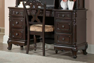 Cinderella Dark Cherry Writing Desk With Hutch