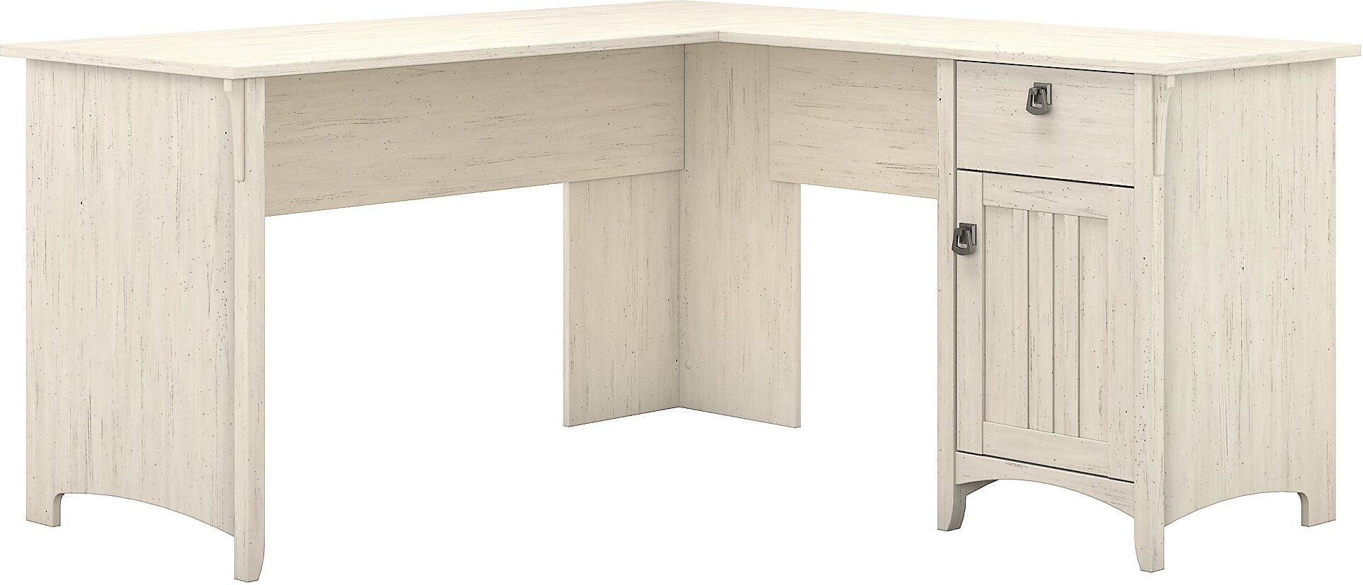 Bush Furniture Salinas L Shaped Desk With Storage In Antique White