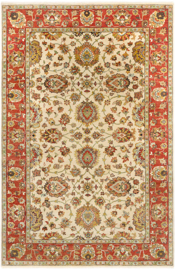 Surya Pazyryk Rust Aqua Tan Nz Wool Area Rug 108x72 Surya Pazyryk Rust Aqua Tan Nz Wool Area Rug 108x72