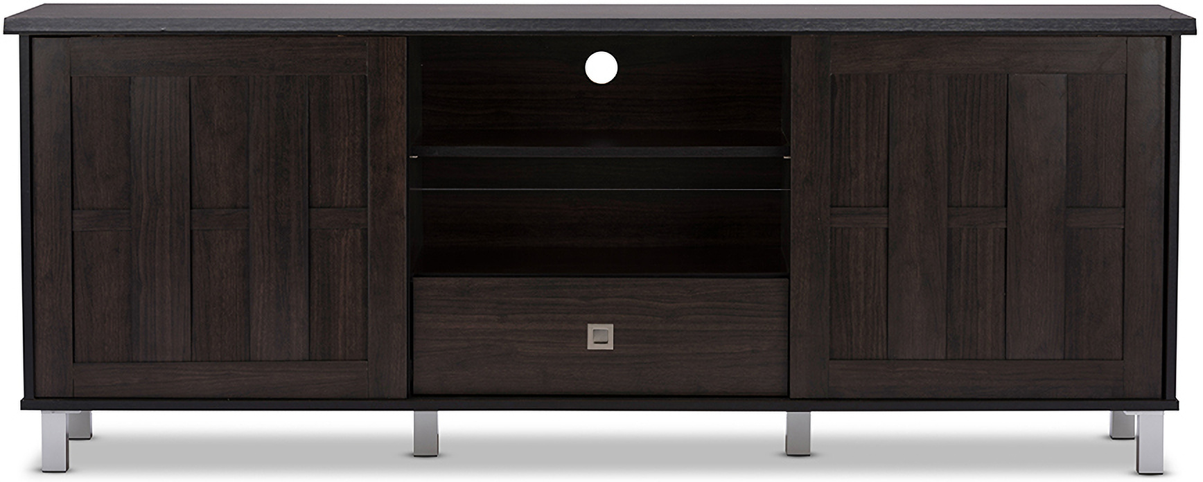 Baxton Studio Unna 70 Inch Dark Brown Wood Tv Cabinet Baxton Studio Unna 70 Inch Dark Brown Wood Tv Cabinet With 2 Sliding Doors And Drawer