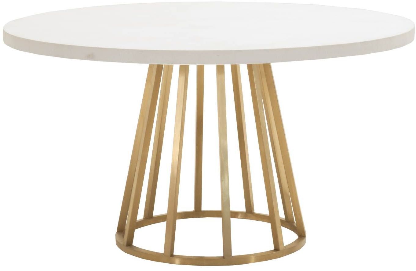Bella Antique White And Brushed Gold Annex 54 Round Dining Table