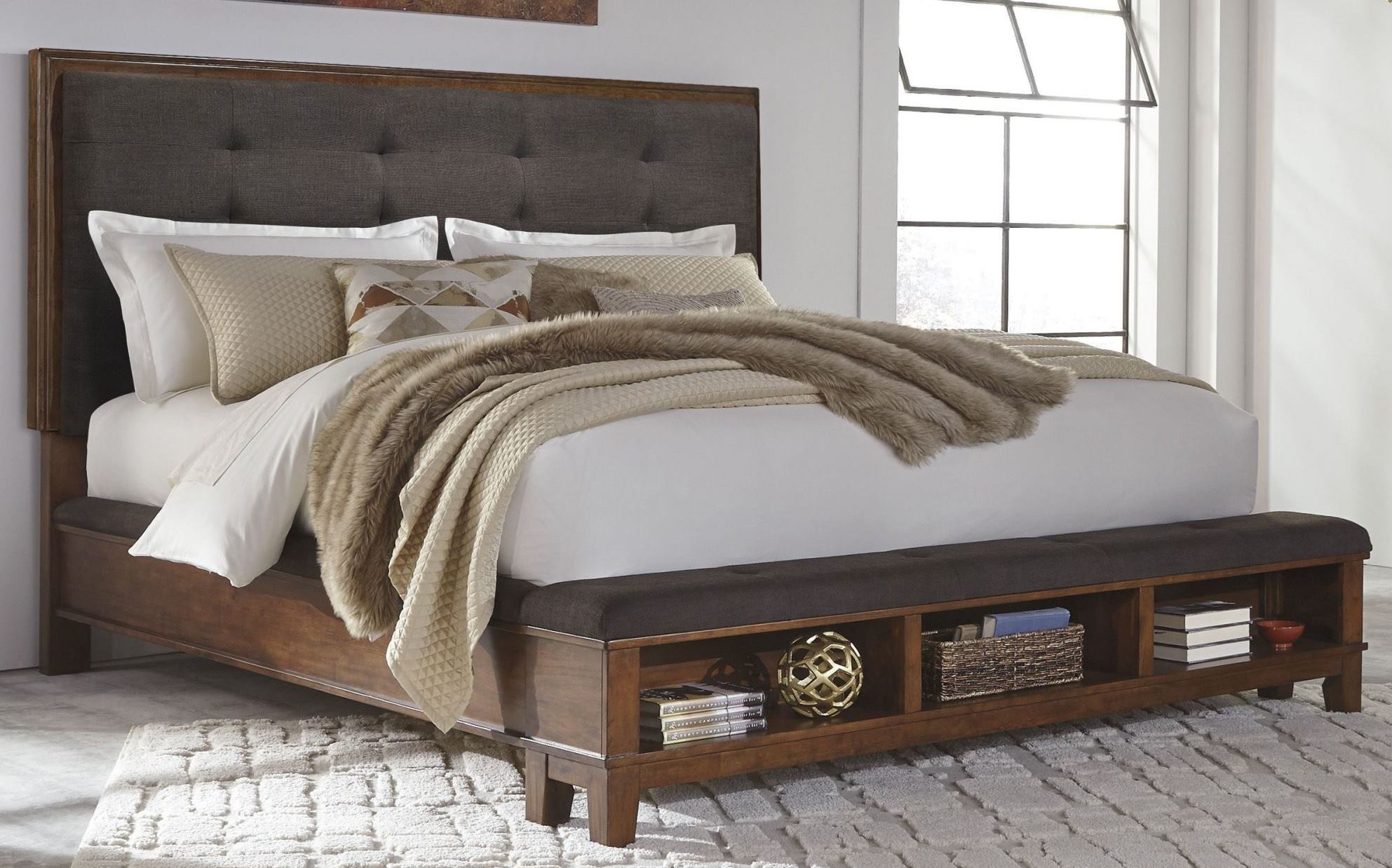 Ralene Dark Brown King Upholstered Storage Platform Bed Ralene Dark Brown King Upholstered Storage Platform Bed