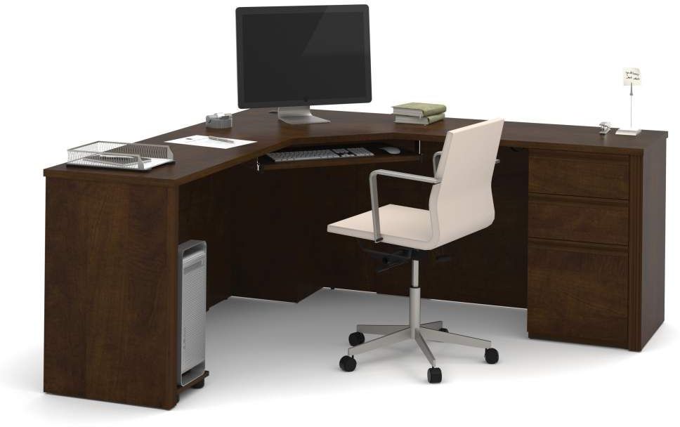 Prestige Chocolate Corner Desk With One Pedestal