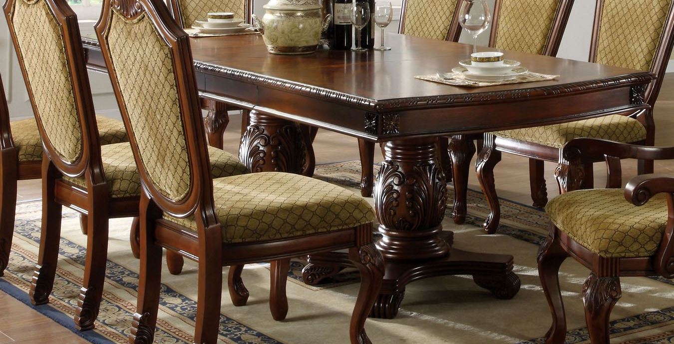 Napa Valley Dark Cherry Rectangular Double Pedestals Dining Table