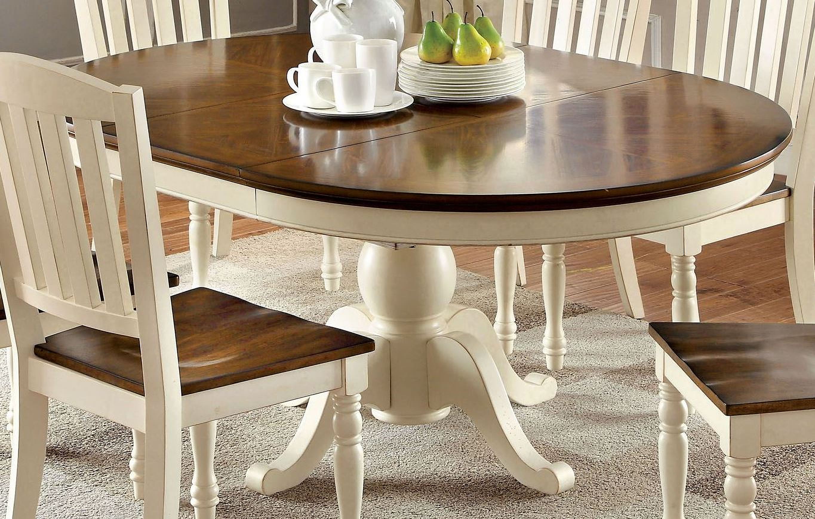 Harrisburg Vintage White And Dark Oak Oval Extendable Dining Table Harrisburg Vintage White And Dark Oak Oval Extendable Dining Table
