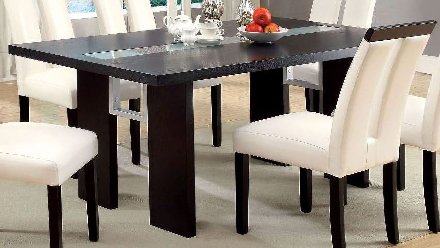 Luminar Glass Insert Rectangular Dining Table 1stopbedrooms Luminar Glass Insert Rectangular Dining Table