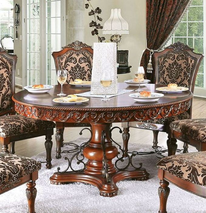 Lucie Brown Cherry Round Dining Table