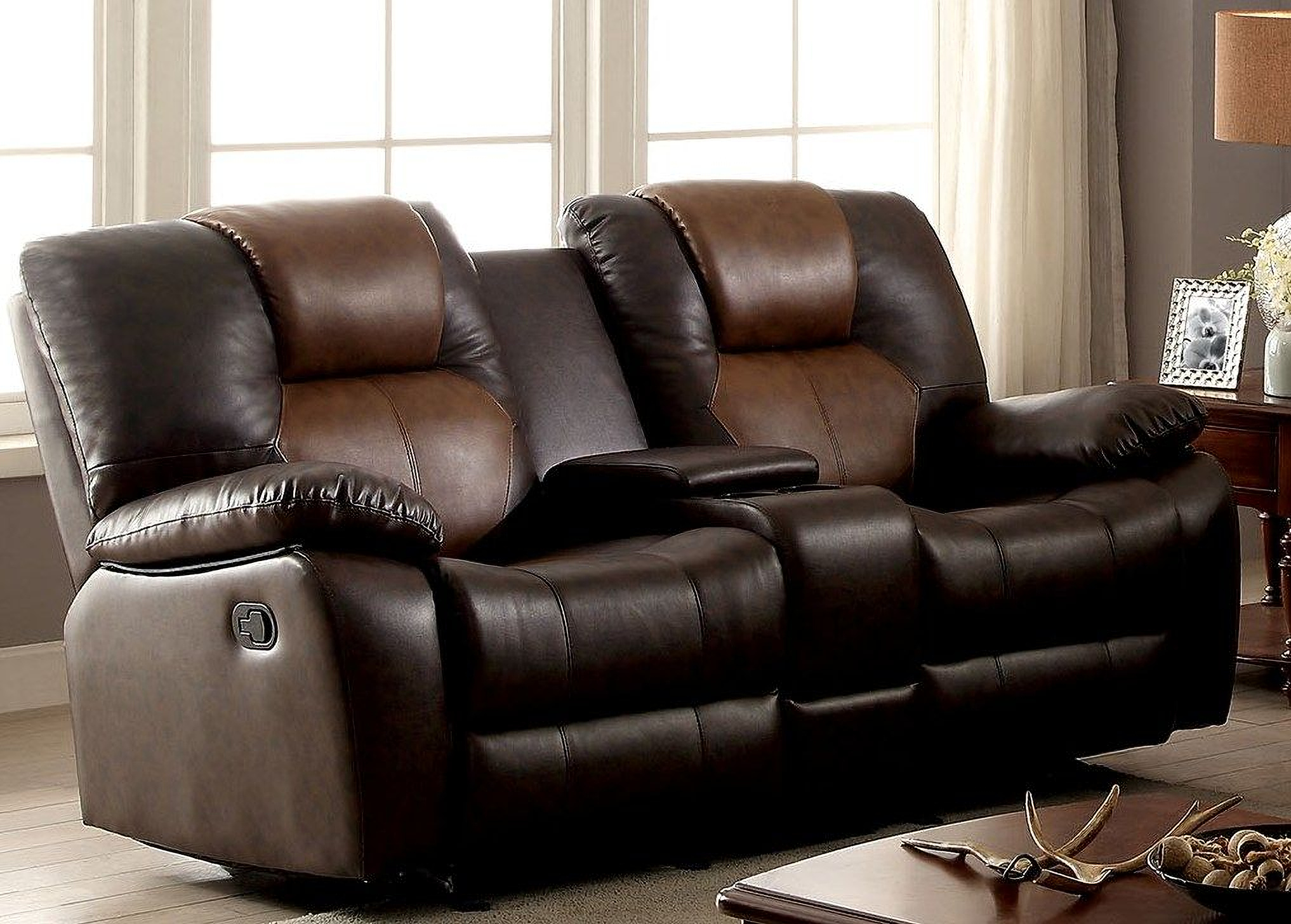 Pollux Dark Brown Reclining Loveseat