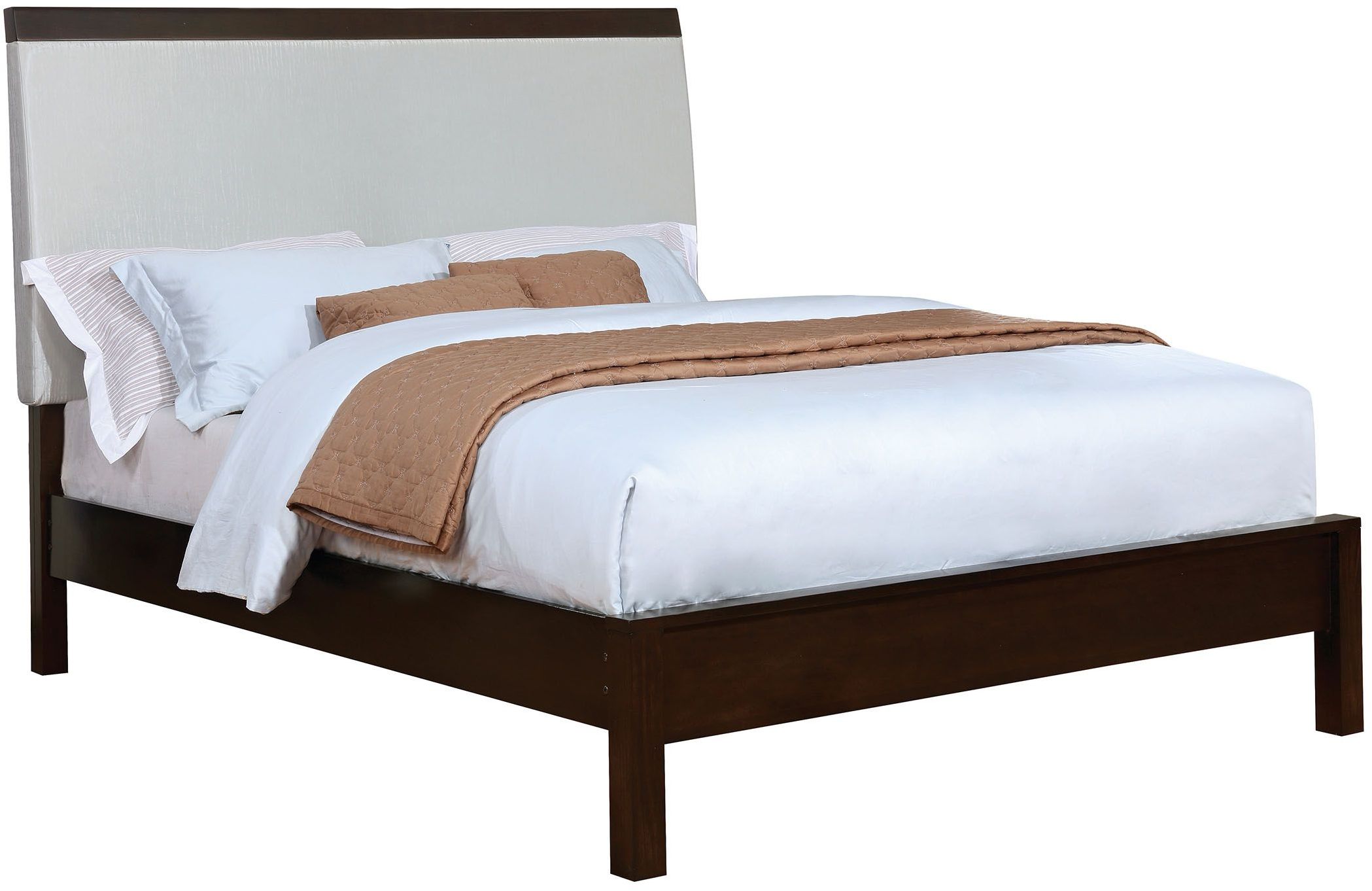 Furniture Of America Euclid Silver And Espresso Queen Upholstered Euclid Silver And Espresso Queen Upholstered Platform Bed