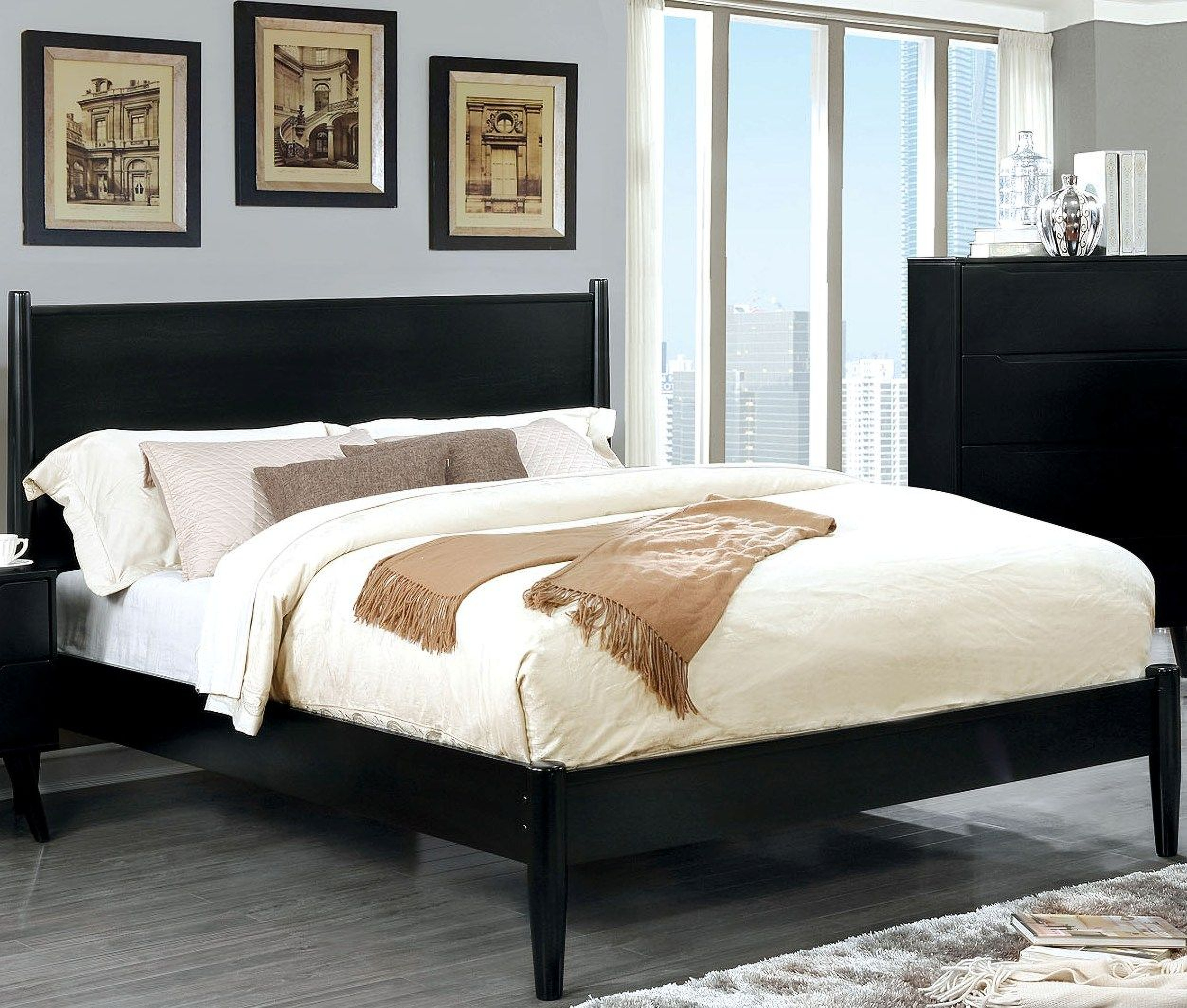Lennart Ii Black Queen Panel Bed