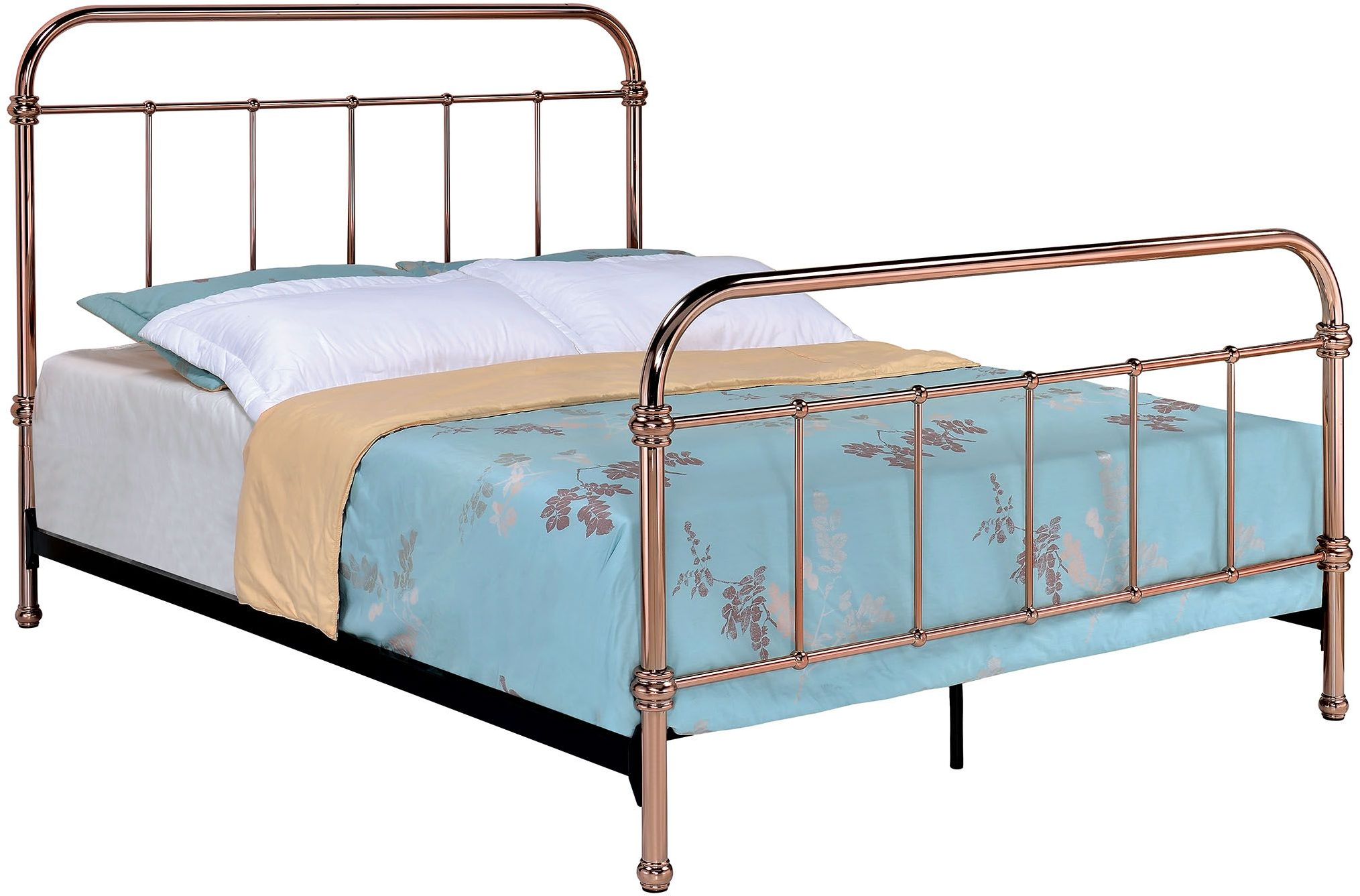 Tamia Rose Gold King Metal Panel Bed