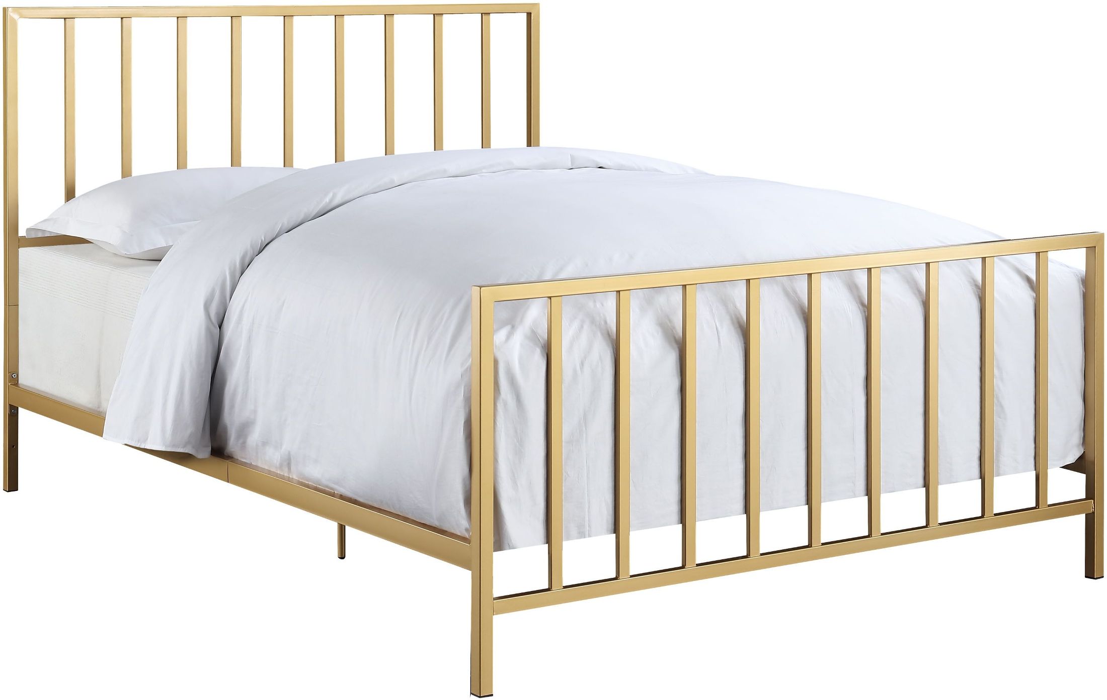 Pulaski All In One Slat Style Brushed Gold Queen Metal Bed All In One Slat Style Brushed Gold Queen Metal Bed Main Image