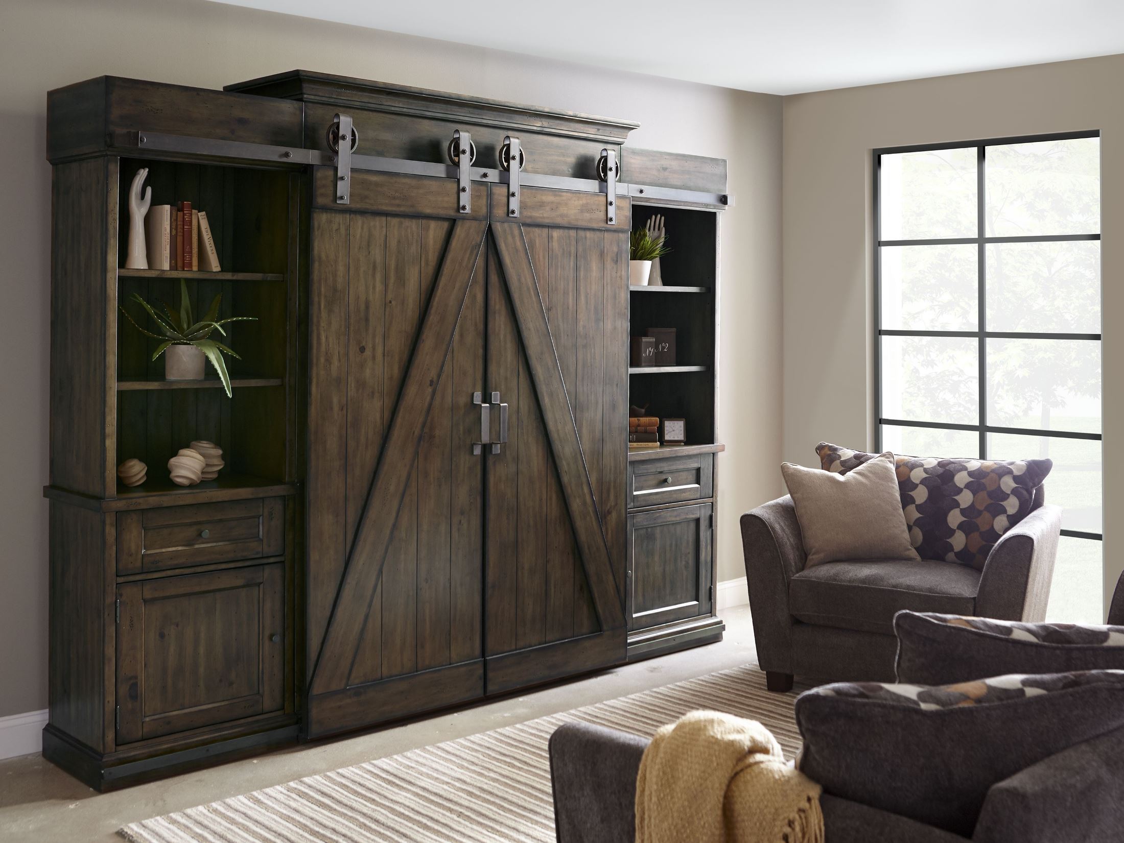Magnussen Fraser Warm Rustic Pine Wood Entertainment Wall Unit Fraser Warm Rustic Pine Wood Entertainment Wall Unit Main Image
