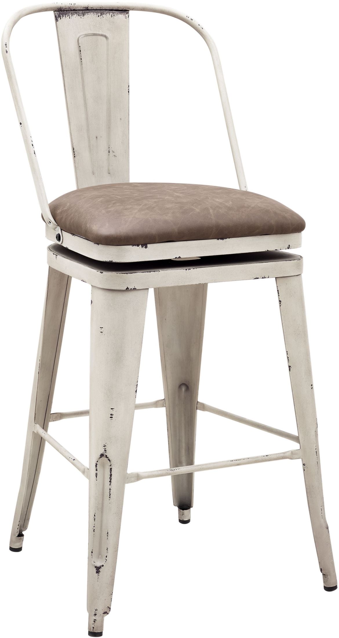 Pulaski Distressed Antique White Metal Swivel Barstool Set Of 2 Distressed Antique White Metal Swivel Barstool Set Of 2 Main Image