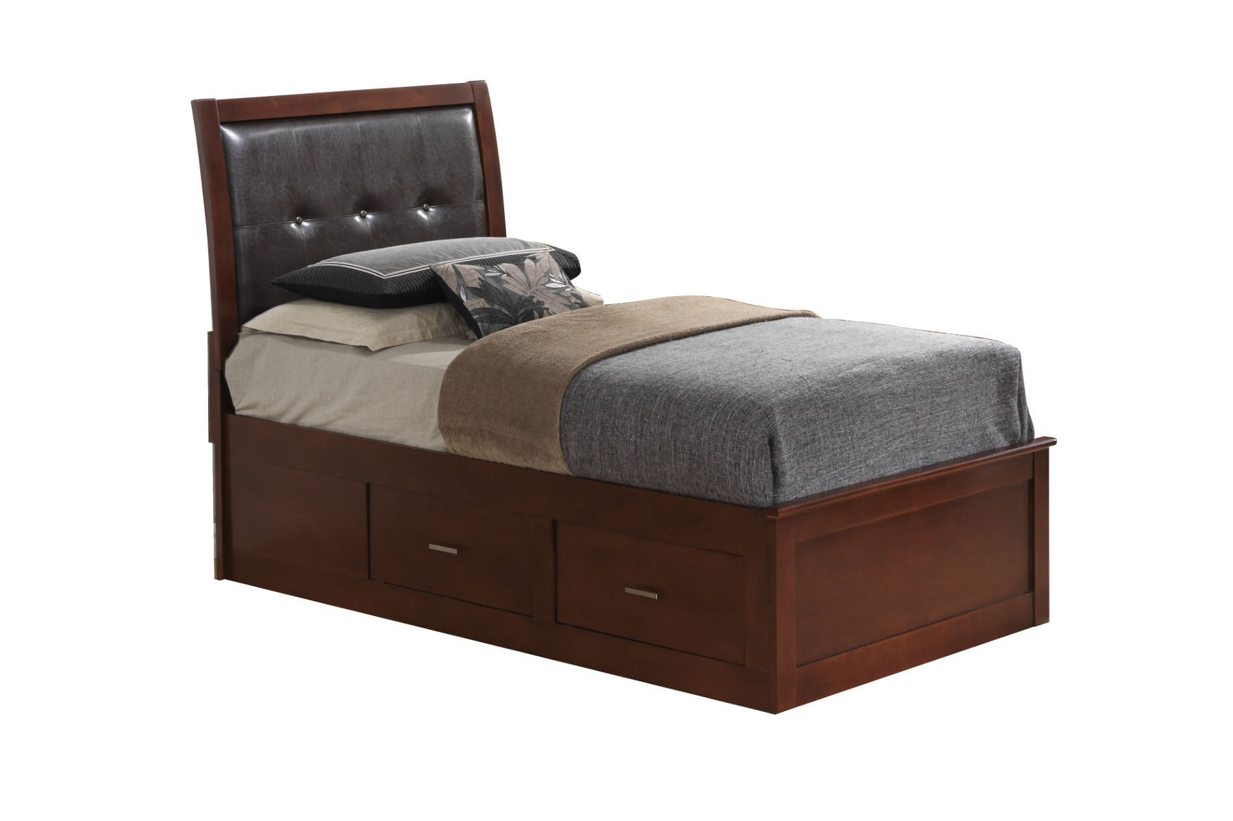Glory Furniture G1200 Twin Upholstered Storage Bed In Cherry Glory Furniture G1200 Twin Upholstered Storage Bed In Cherry G1200b Tsb Main Image