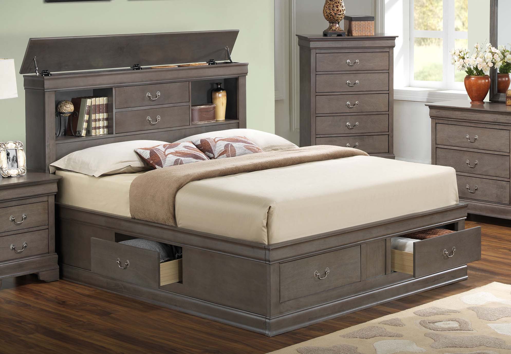 Glory Furniture G3105 Full Storage Bed In Grey G3105b Fsb