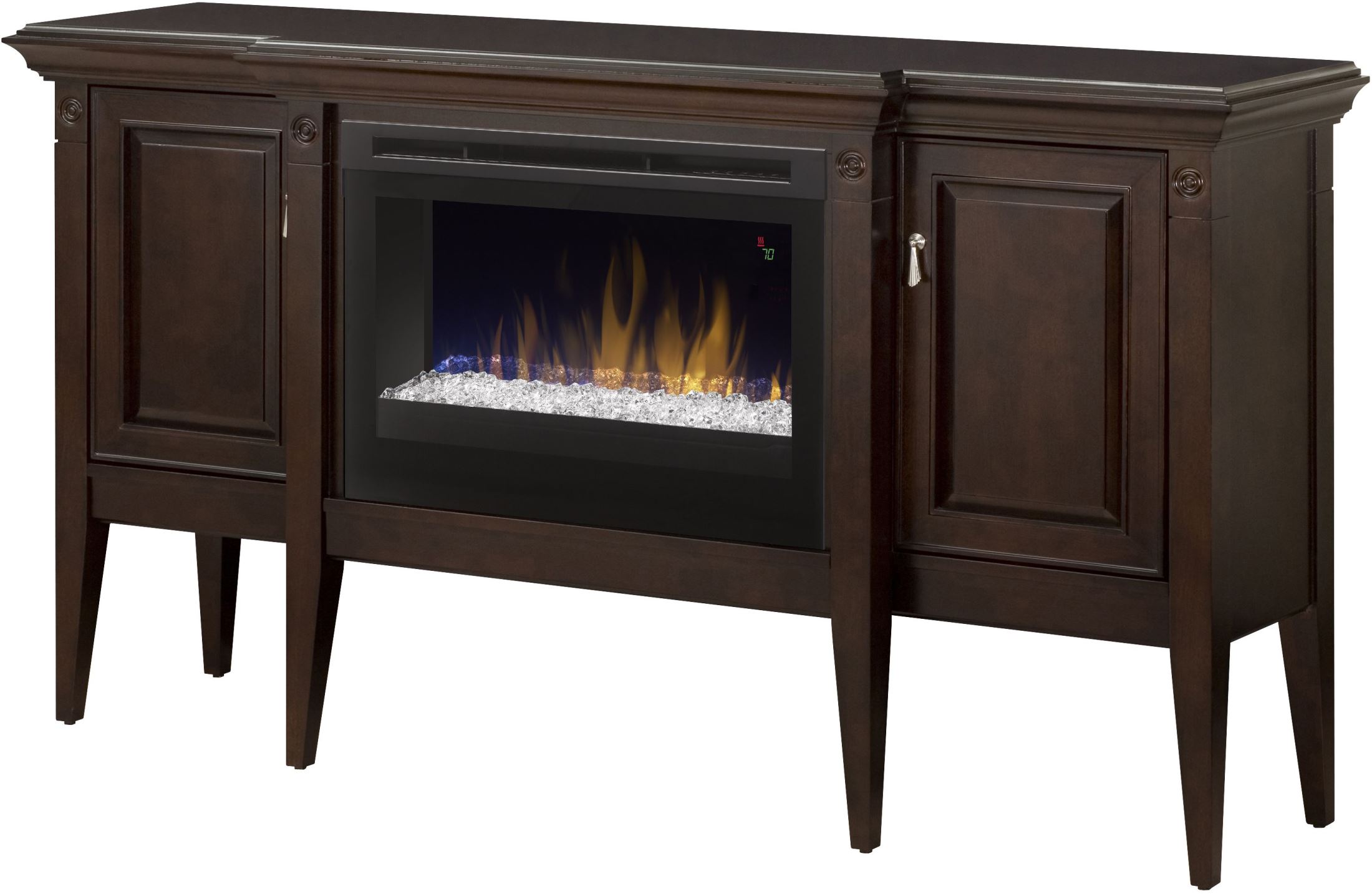 Upton Espresso Mantel Electric Fireplace Cabinet With Acrylic Ember Bed