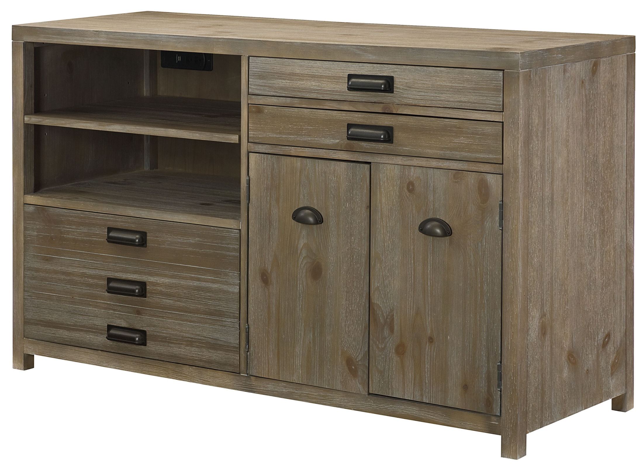 Parsons Sandalwood Credenza Desk With Hutch