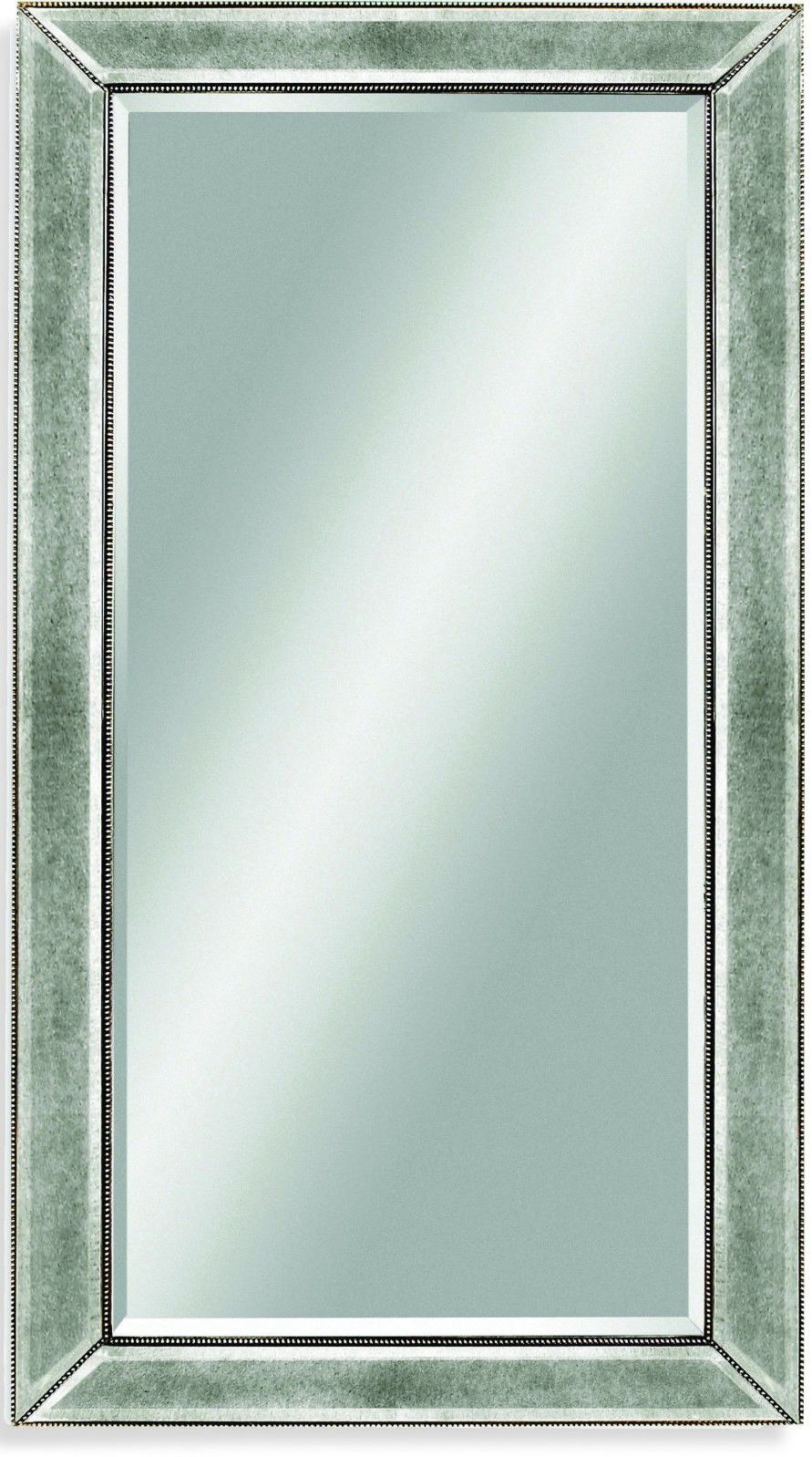 Beaded Silver Leaf Wood Frame Wall Mirror