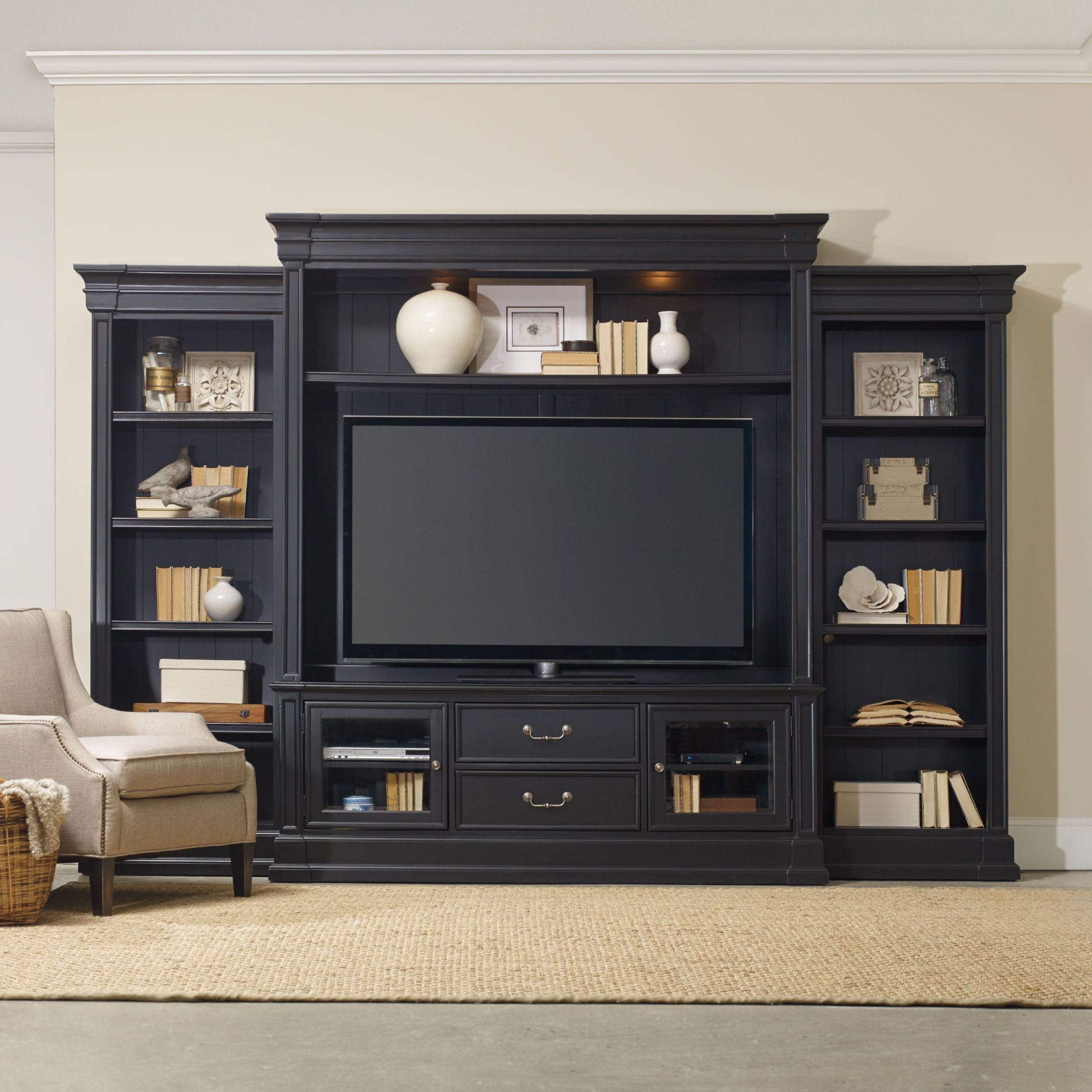 Clermont Black Entertainment Wall Unit