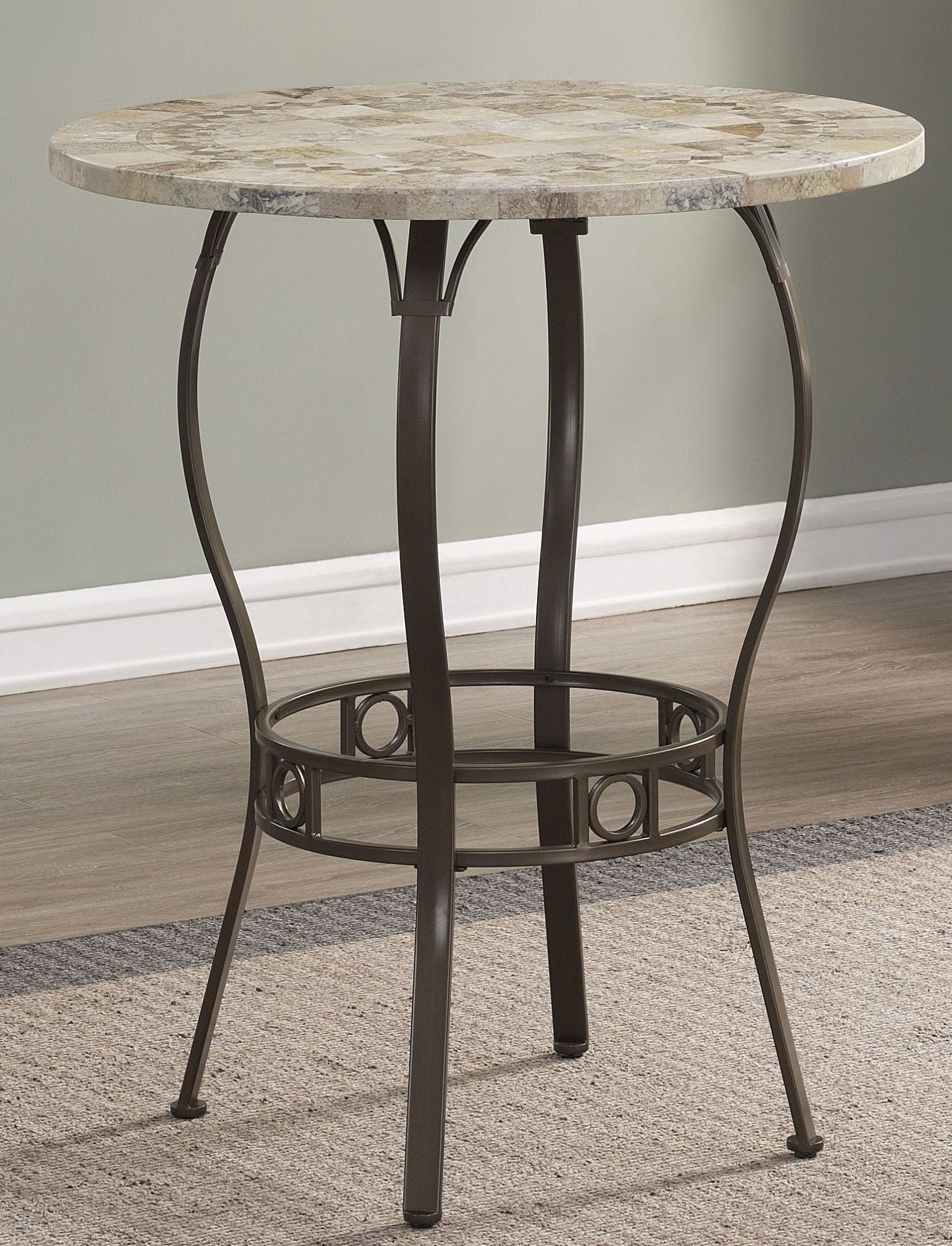 Brown Marble Top Round Pub Table