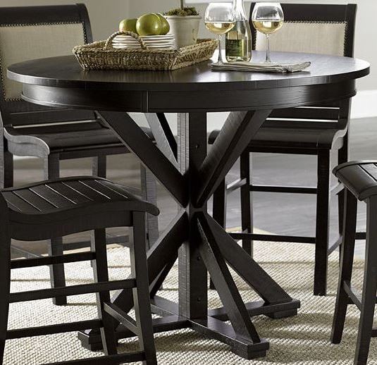 Willow Distressed Black Round Counter Height Dining Table