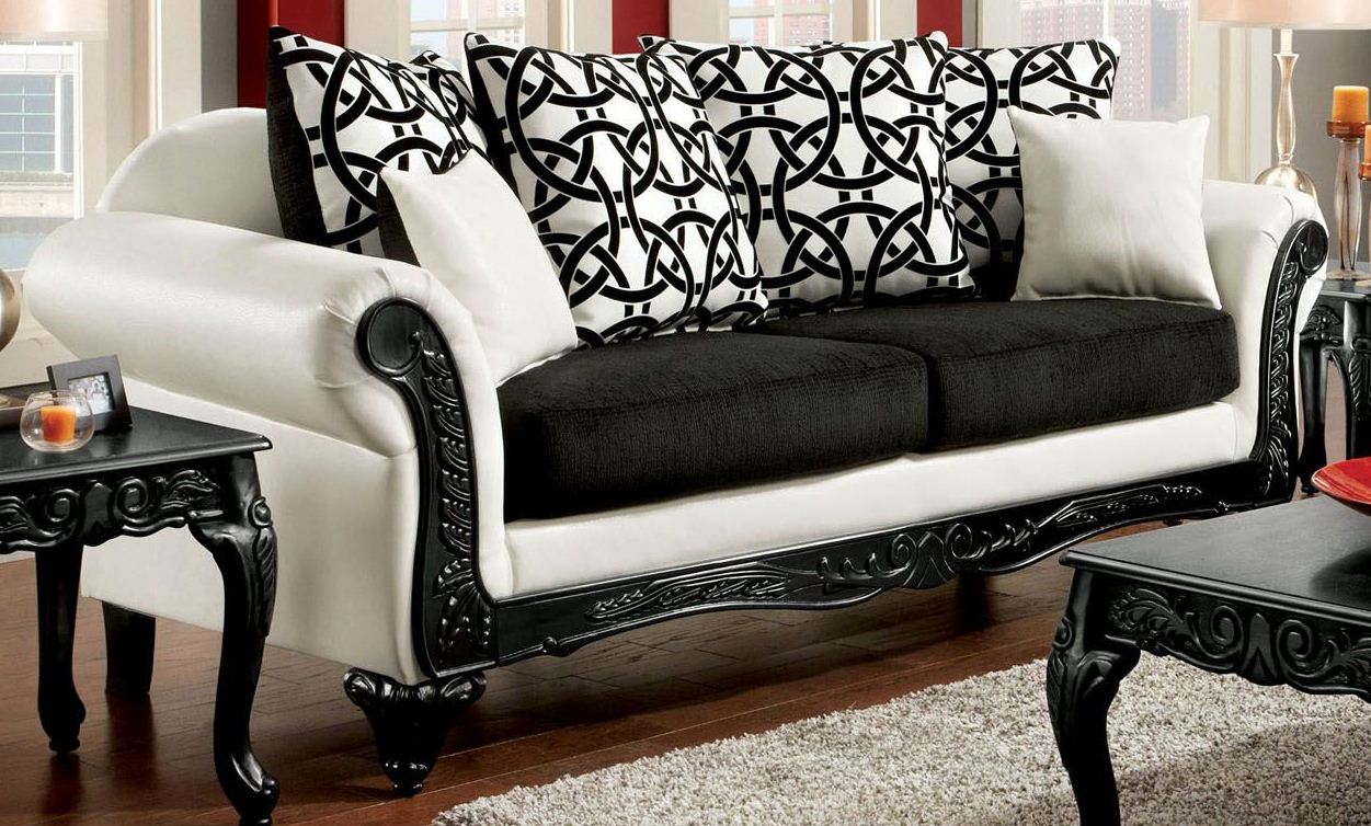 Dolphy Black And White Leatherette Sofa Dolphy Black And White Leatherette Sofa