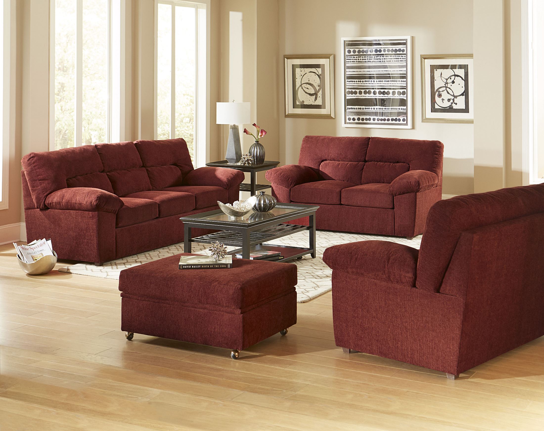 Duke Red Chenille Sofa