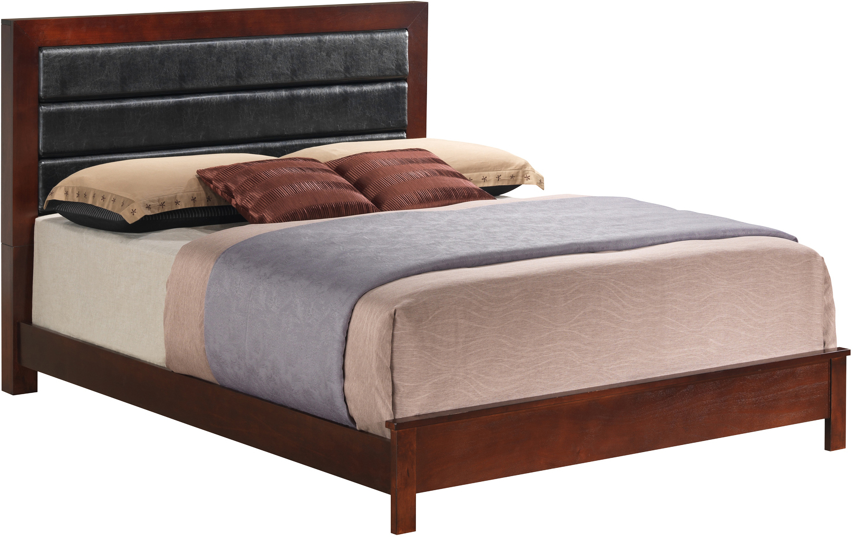 Glory Furniture G2400 Queen Upholstered Panel Bed In Cherry G2400a Glory Furniture G2400 Queen Upholstered Panel Bed In Cherry G2400a Qb Main Image