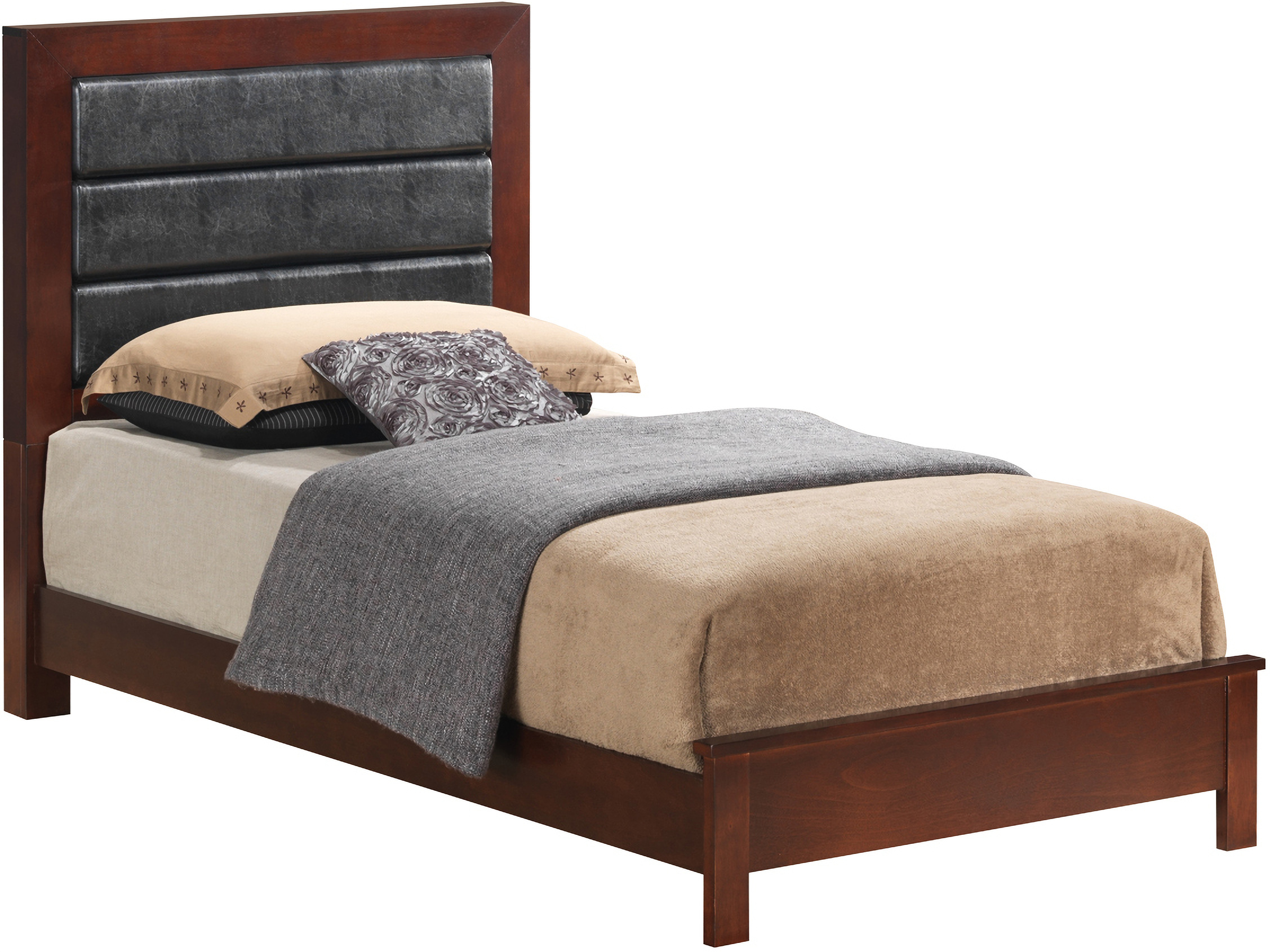 Glory Furniture G2400 Twin Upholstered Panel Bed In Cherry G2400a Tb Glory Furniture G2400 Twin Upholstered Panel Bed In Cherry G2400a Tb Main Image