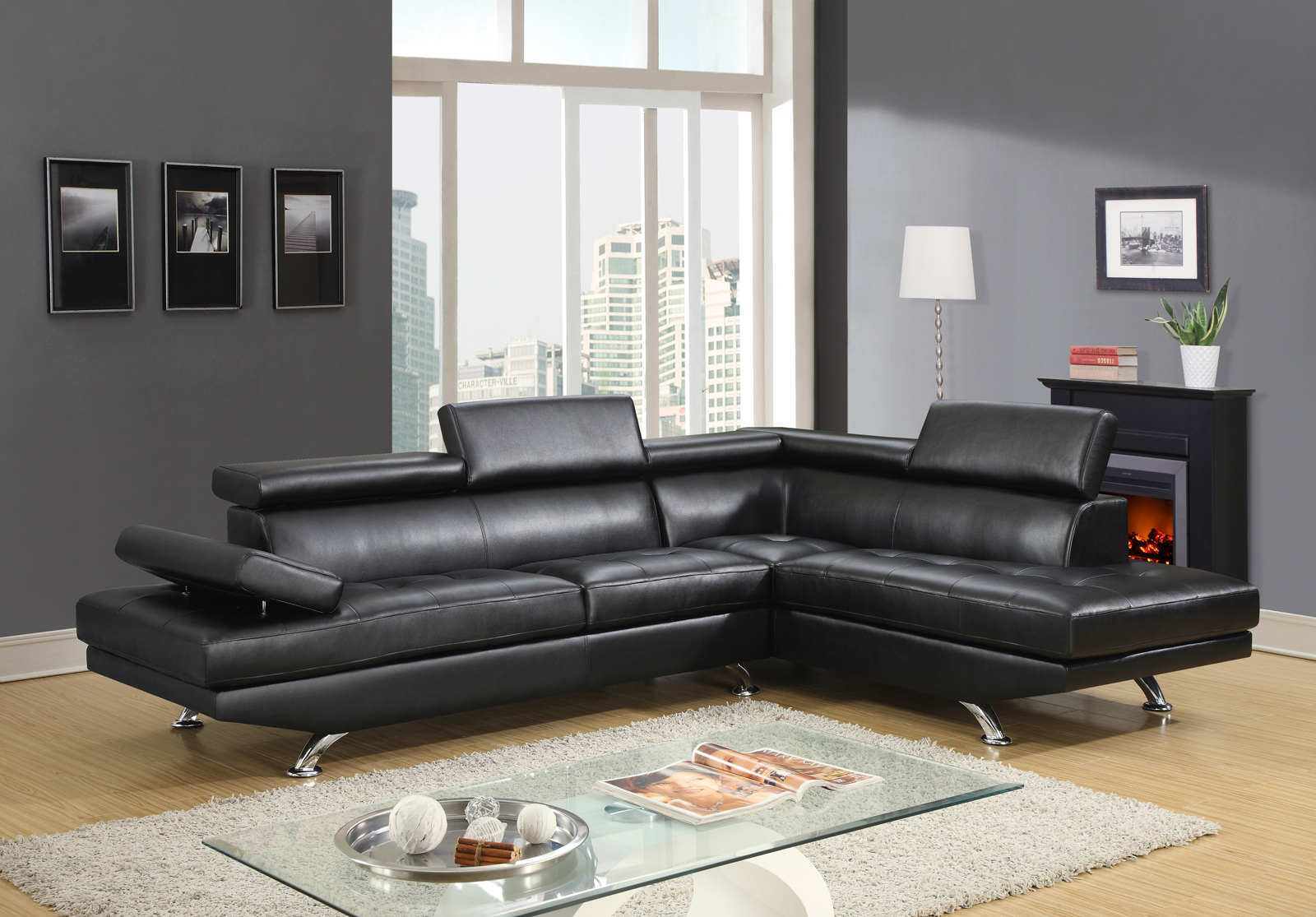 Global Furniture Usa U9782 2 Piece Sectional In Global Furniture U9782 2 Piece Sectional In Blackgallery Image