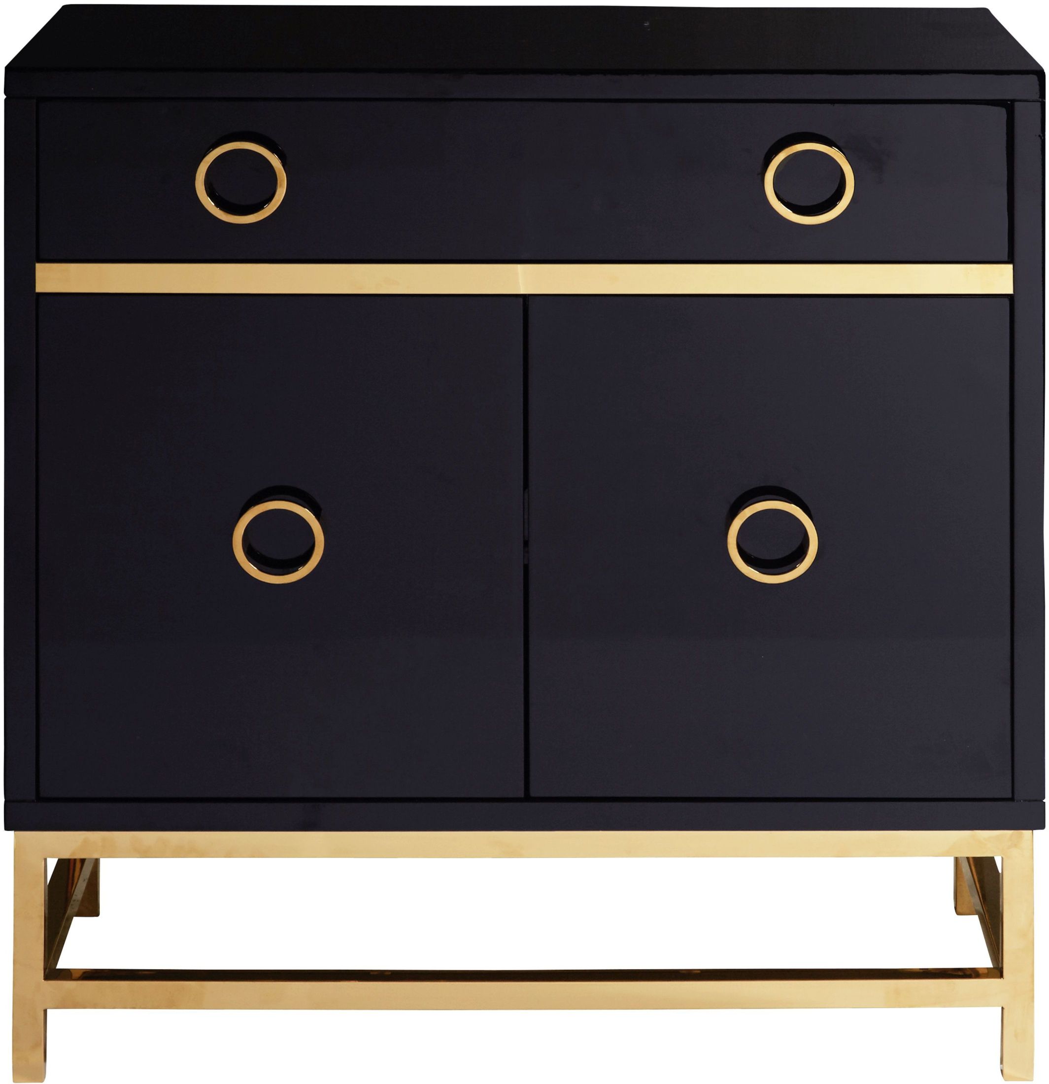 Pulaski High Gloss Black Two Door Accent Wine Cabinet High Gloss Black Two Door Accent Wine Cabinet Main Image