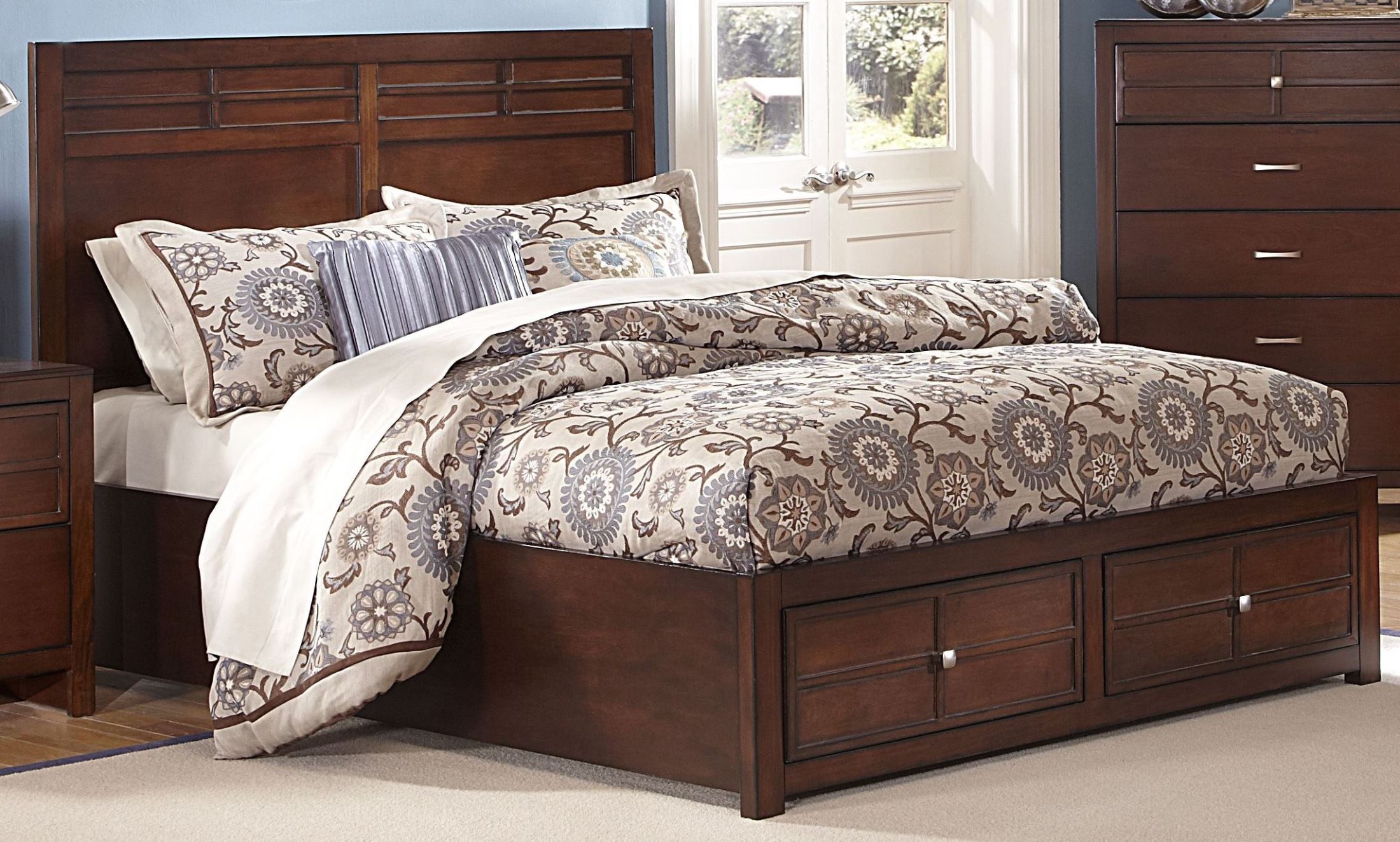 Kensington Burnished Cherry Cal King Platform Storage Bed