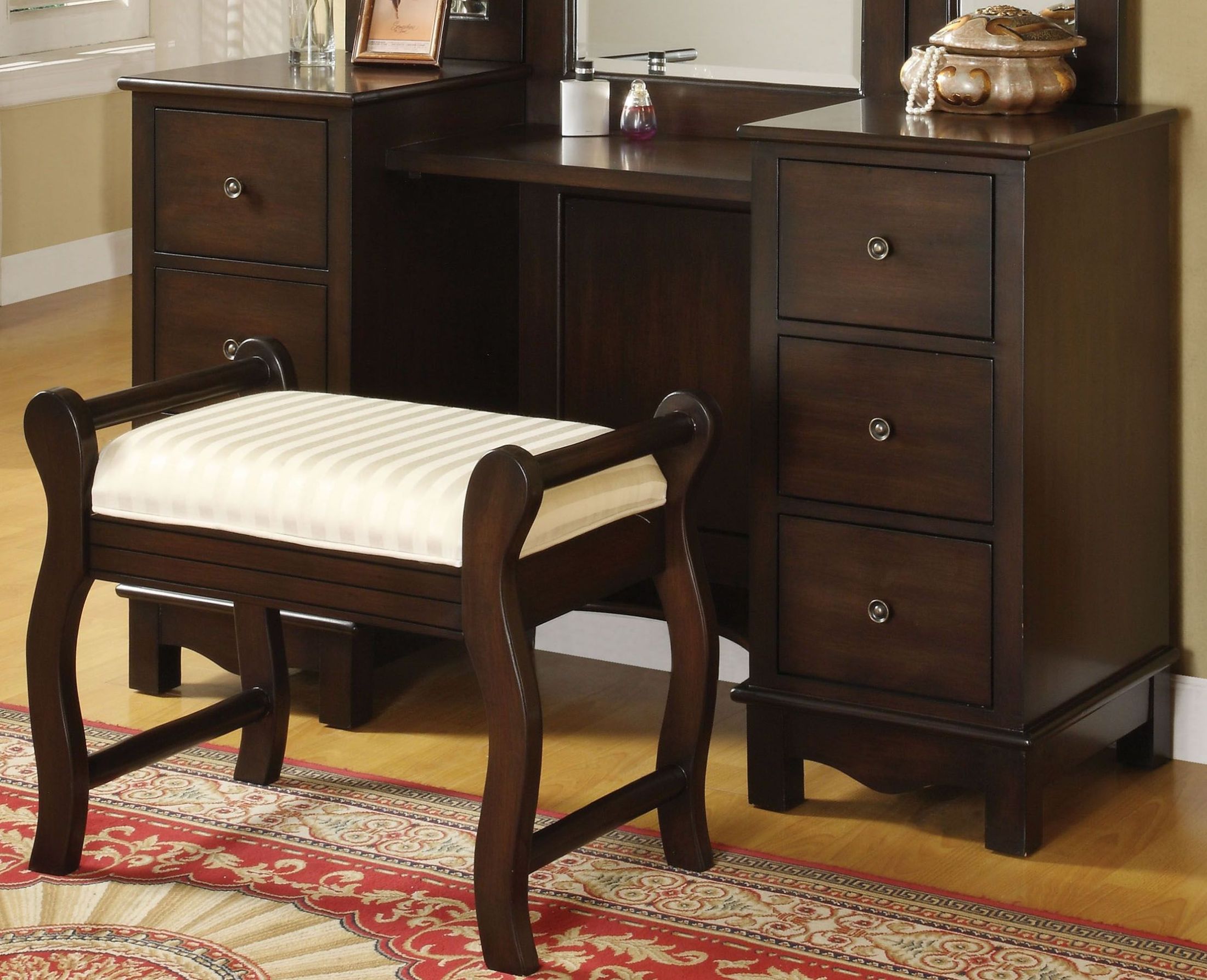 Annapolis Brown Vanity Desk With Stool 1stopbedrooms