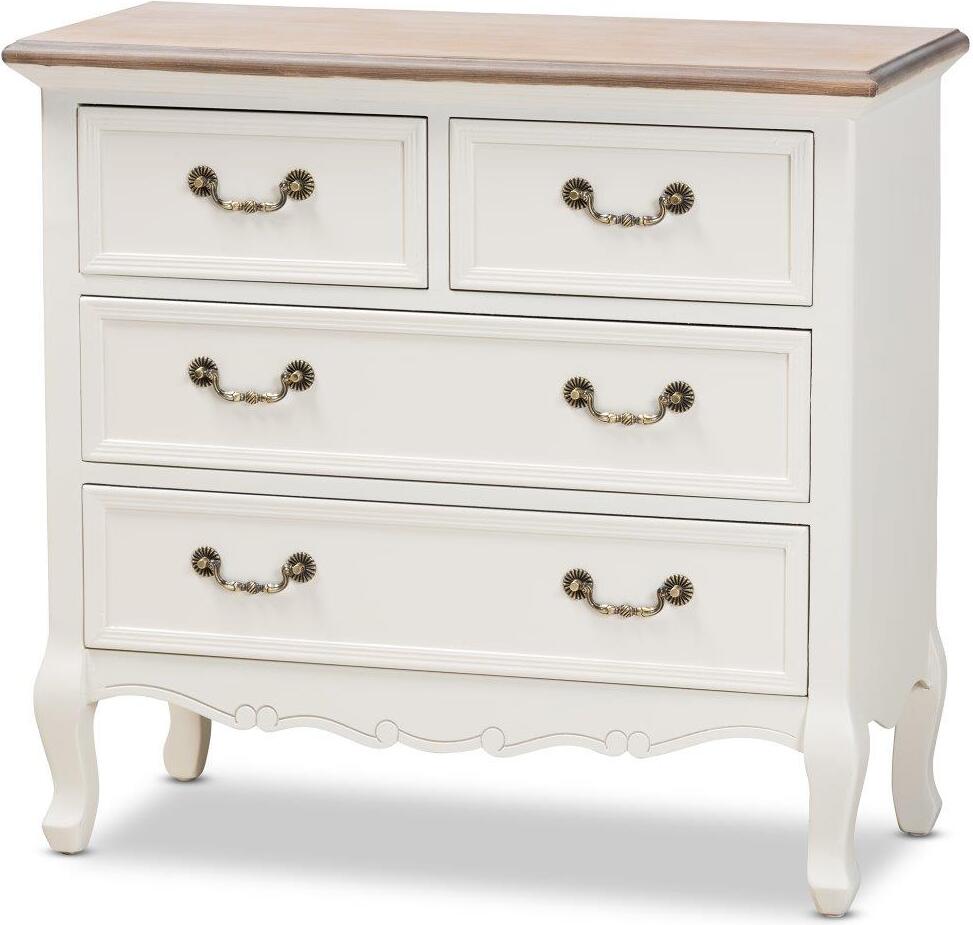 Amalie Antique French Country Cottage Two Tone White And Oak