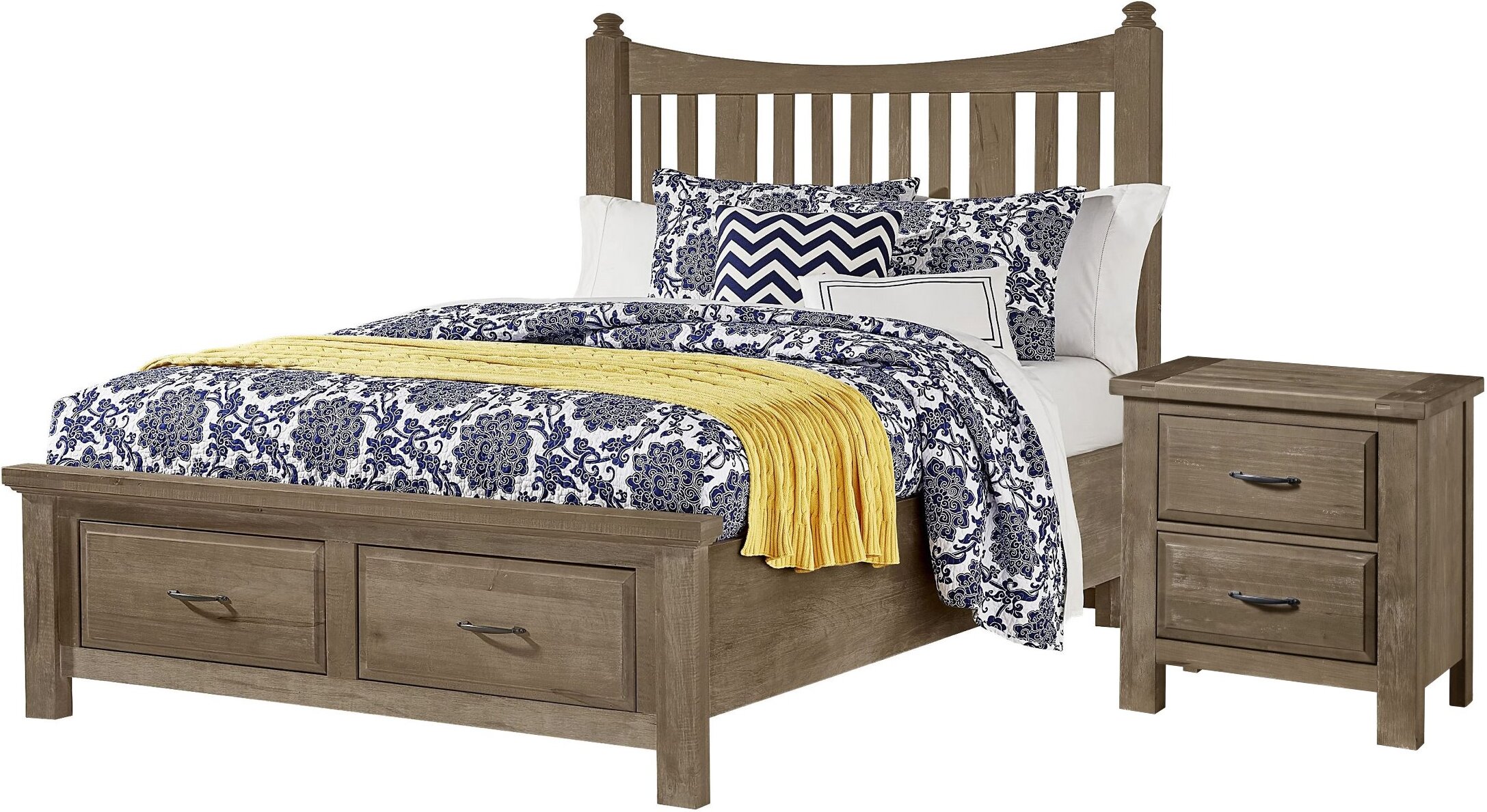 Maple Road Weathered Gray Queen Poster Storage Bed ...