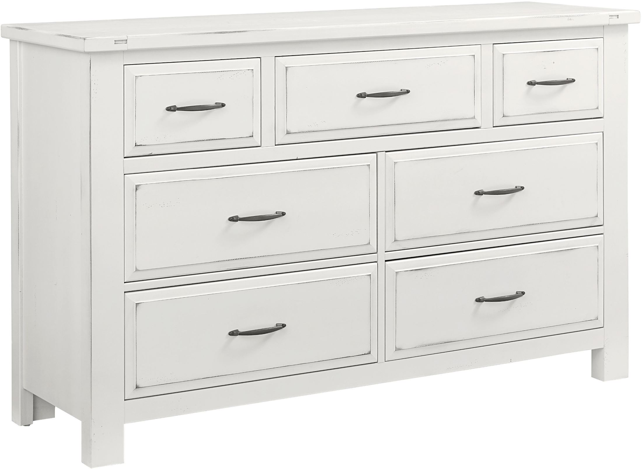 Maple Road Chalky White 7 Drawer Triple Dresser 1stopbedrooms