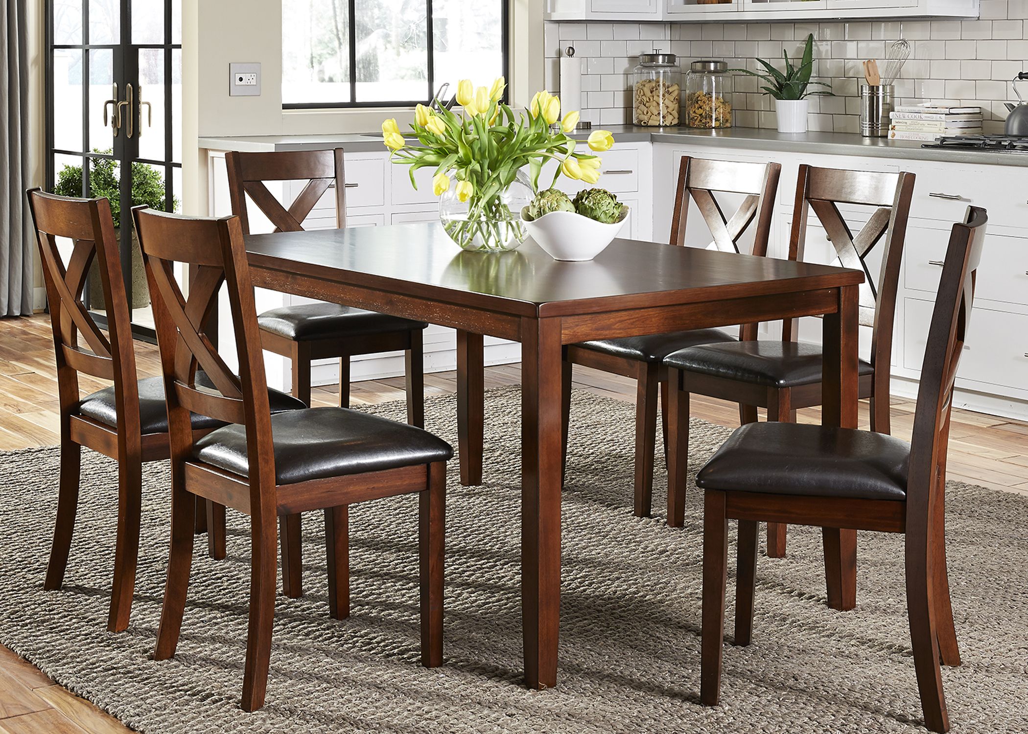 Thornton Russet 7 Piece Rectangular Dining Room Set 1stopbedrooms