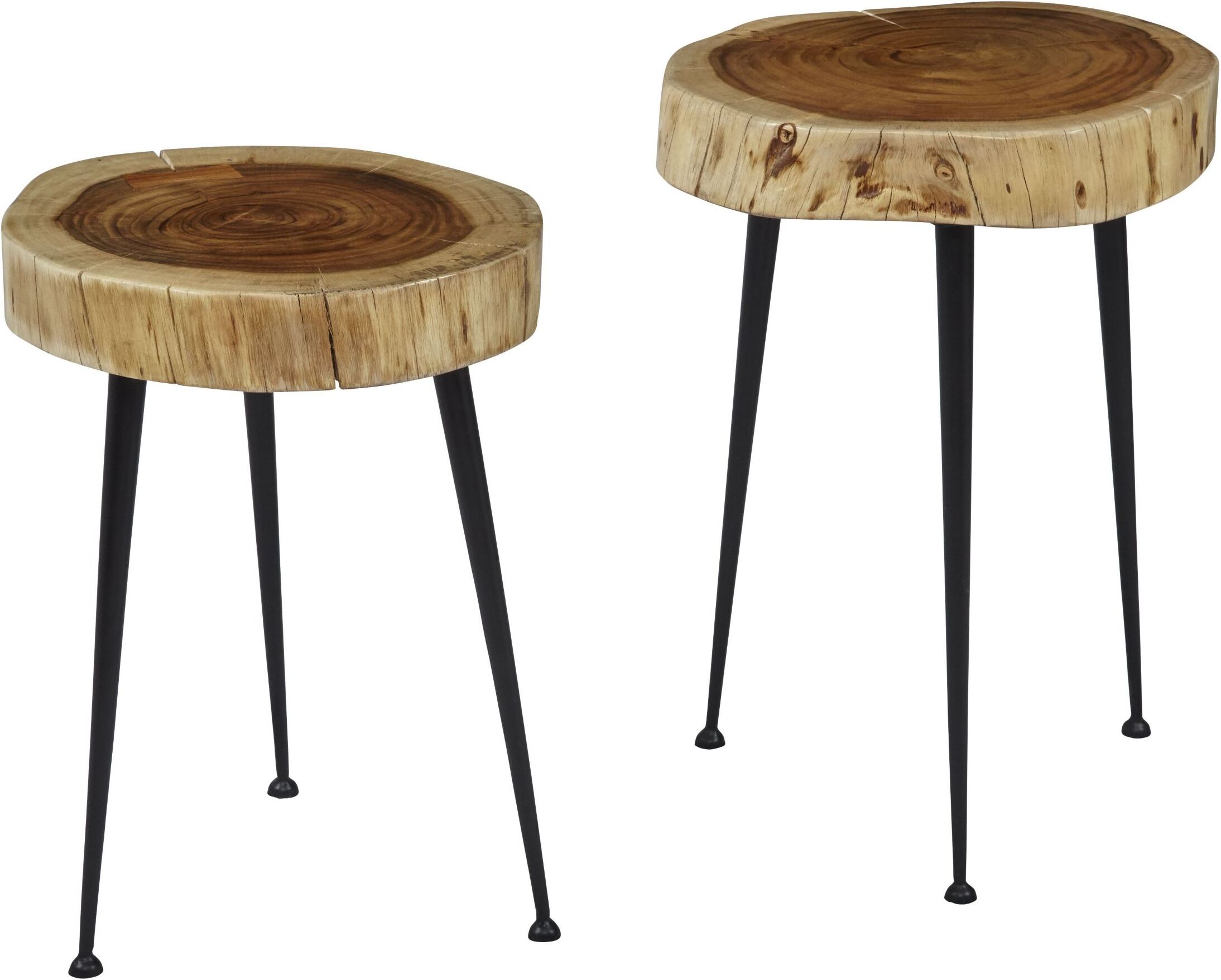 Global Archive Brown Wood And Iron Accent Tables Set Of 2