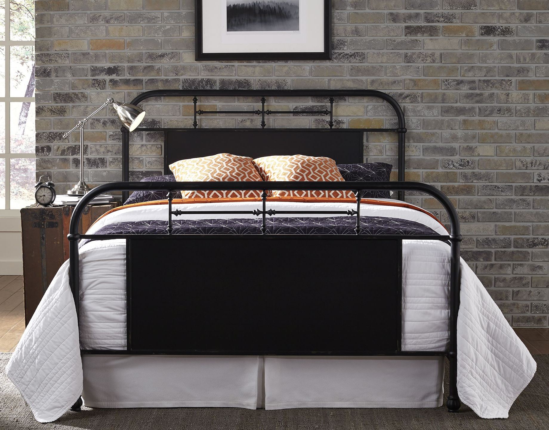 Vintage Distressed Black Queen Metal Bed 1stopbedrooms