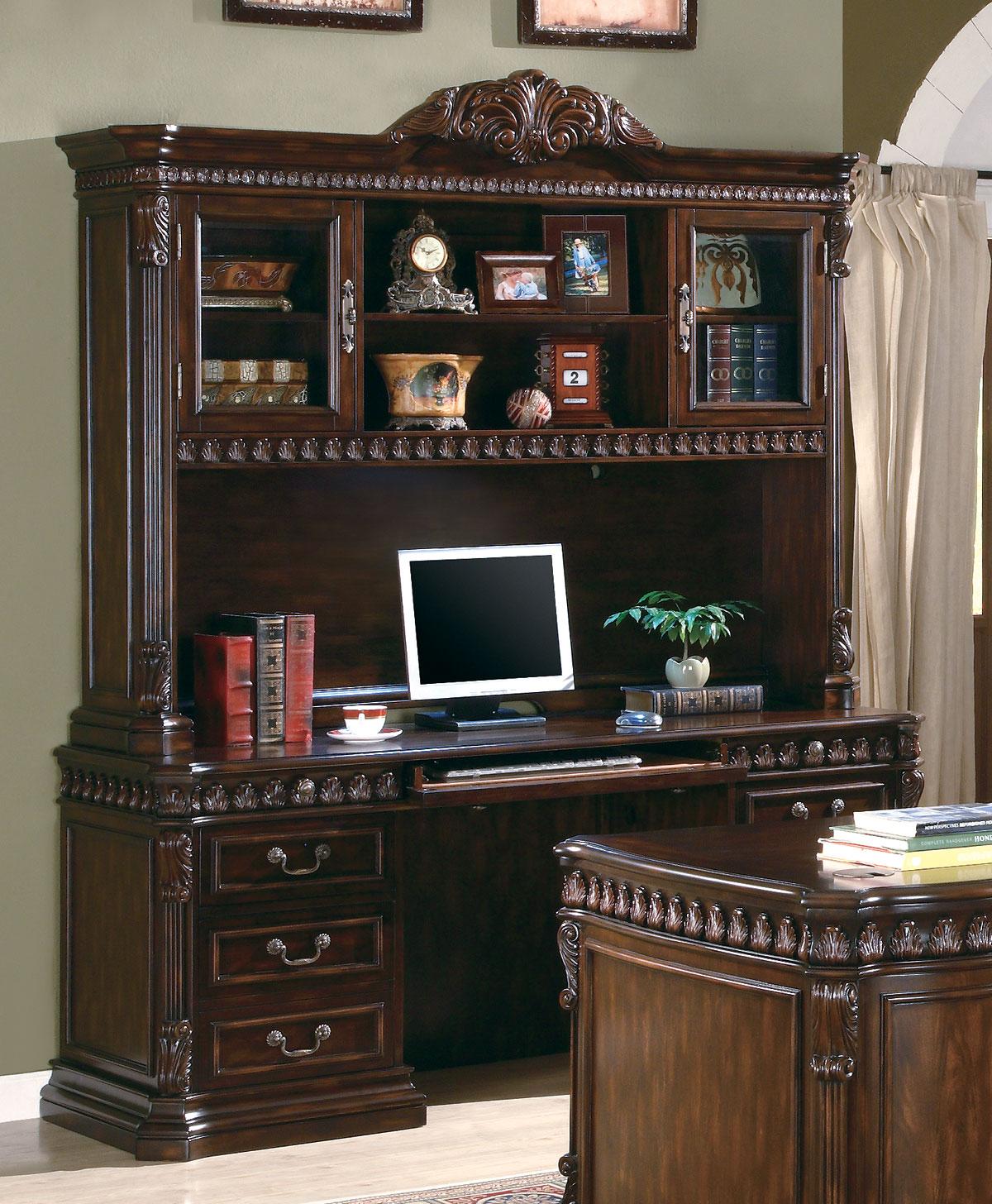 Union Hill Rich Brown Home Office Credenza With Hutch 1stopbedrooms