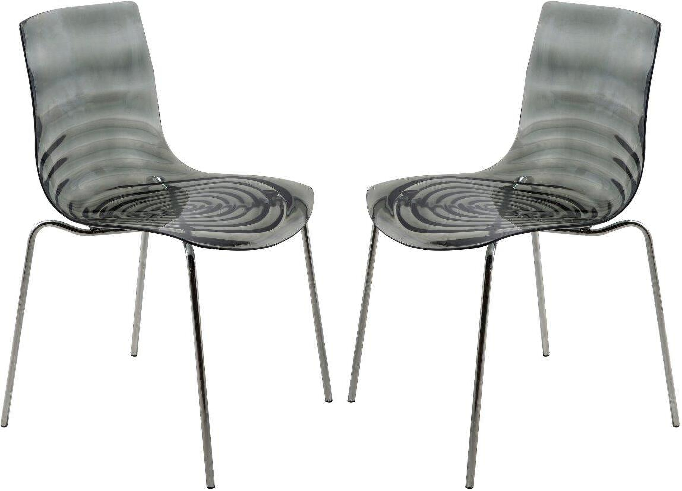 2 Leisuremod Astor Transparent Black Plastic Dining Chairs 1stopbedrooms