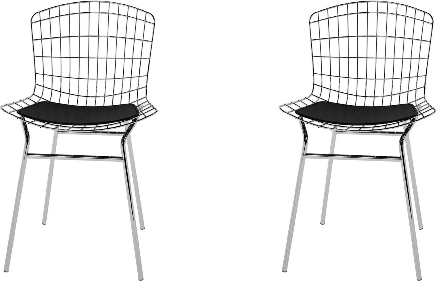 2 Piece Madeline Metal Chair With Seat Cushion In Silver And Black 1stopbedrooms